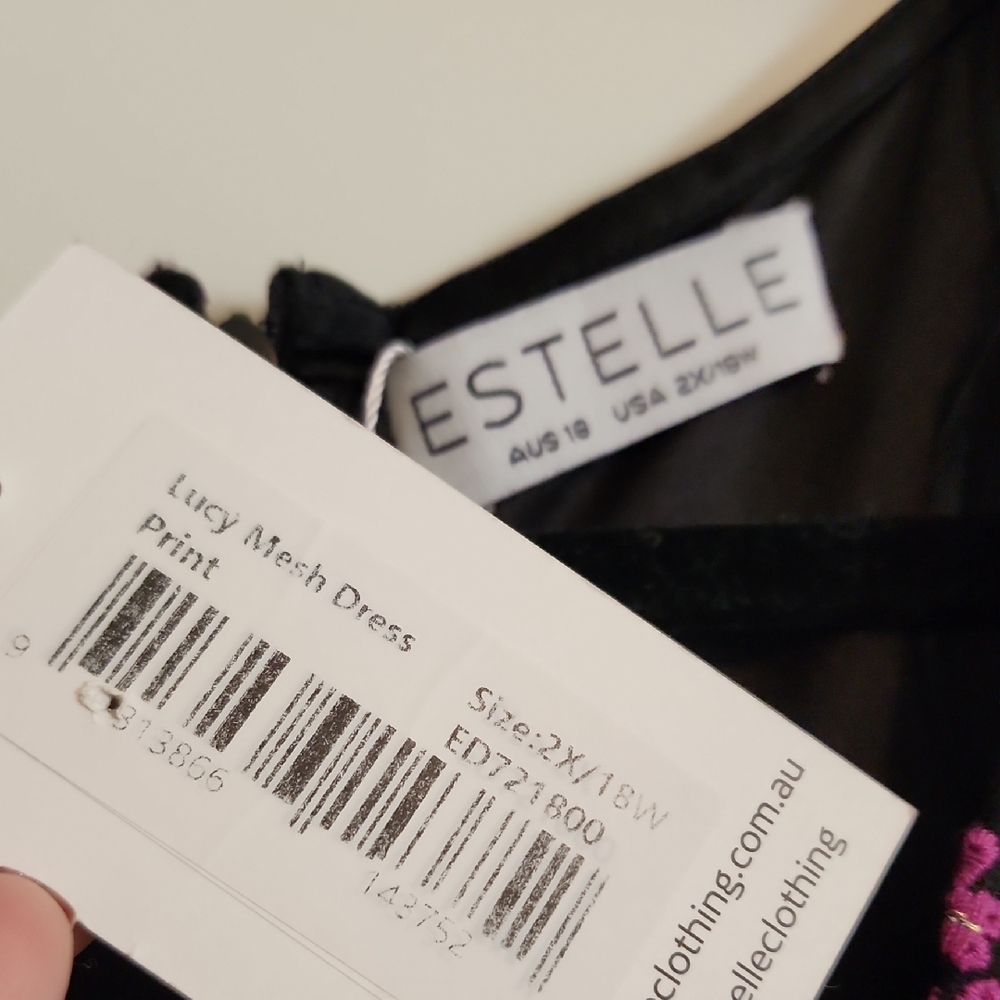 NWT Nordstrom Mesh Embroidered Floral Black and Pink Dress - Picture 3 of 11